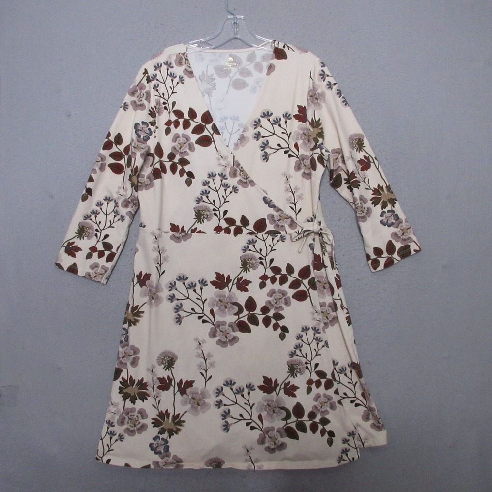 Spartina 449 Dress L Floral Vine Alisa Wrap Peru Botanical Boho Fit Flare Soft